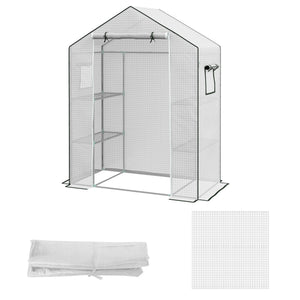 Walk-in Greenhouse Cover Replacement with Roll-up Door and Mesh Windows, Reinforced PE Hot House, Cover COVER ONLY, 140 x 73 x 190cm, White