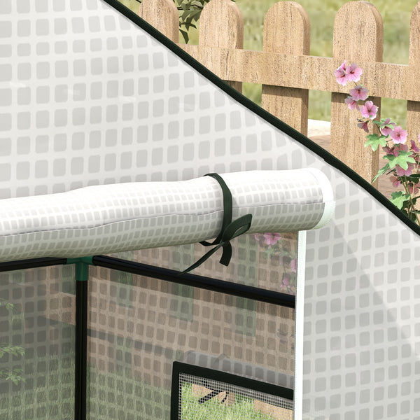 Walk-in Greenhouse Cover Replacement with Roll-up Door and Mesh Windows, Reinforced PE Hot House, Cover COVER ONLY, 140 x 73 x 190cm, White