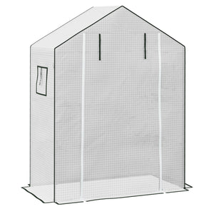 Walk-in Greenhouse Cover Replacement with Roll-up Door and Mesh Windows, Reinforced PE Hot House, Cover COVER ONLY, 140 x 73 x 190cm, White