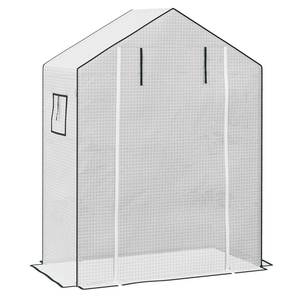 Walk-in Greenhouse Cover Replacement with Roll-up Door and Mesh Windows, Reinforced PE Hot House, Cover COVER ONLY, 140 x 73 x 190cm, White