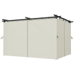 10' x 13' Retractable Pergola Canopy with Curtains, Outdoor Gazebo UPF30+ Sun Shade Shelter for Grill, Garden, Patio, Backyard, Deck, Cream White