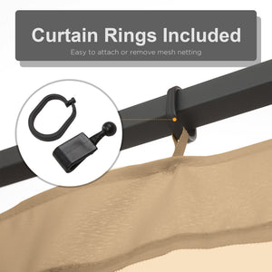 Replacement Mosquito Netting for Gazebo 10' x 10' Black Screen Walls for Canopy with Zippers for Parties and Outdoor Activities, Beige