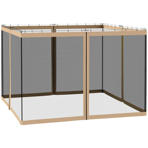 Replacement Mosquito Netting for Gazebo 10' x 10' Black Screen Walls for Canopy with Zippers for Parties and Outdoor Activities, Beige