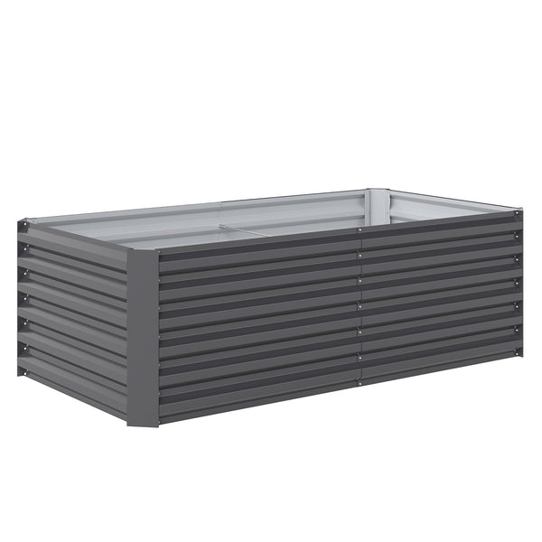 Galvanized Raised Garden Bed, 6' x 3' x 2' Outdoor Metal Planter Box, Standing Raised Bed for Growing Flowers, Herbs and Vegetables, Dark Grey