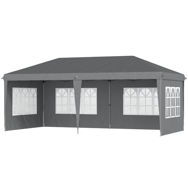 3 x 6m Garden Pop Up Gazebo, Height Adjustable Marquee Party Tent with Sidewalls, Storage Bag, Grey