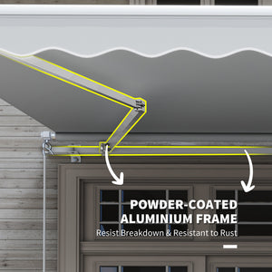 12' x 8' Retractable Awning Patio Awnings Sun Shade Shelter with Manual Crank Handle, UV & Water-Resistant Fabric and Aluminum Frame for Deck Balcony Yard, Grey