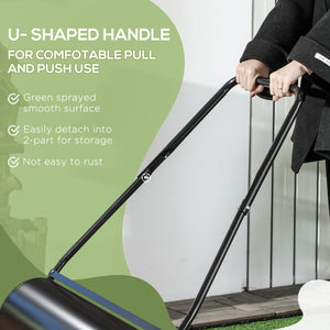 Outsunny 46L Lawn Roller, Push/Tow Behind Sod Roller with U Shaped Handle, Water Filled Yard Roller for Garden, Lawn, Backyard