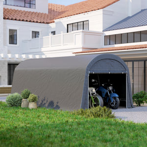 10' x 20' Portable Shed, Waterproof Motorcycle Bike Tent with Roll-up Zipper Door, Galvanised Steel Frame, Outdoor Storage Shed for Garden Tools, Dark Grey