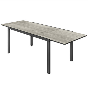Extendable Patio Dining Table, 63"-94.5" Adjustable Outdoor Dining Table for 6-8 Person, Rectangular Table with Aluminium Edging, Steel Frame, for Porch, Deck, Garden