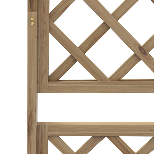Wood Planter with Trellis, Raised Garden Bed Privacy Screen Planter Box to Grow Vegetables, Herbs and Flowers for Garden, Patio, Deck, Natural