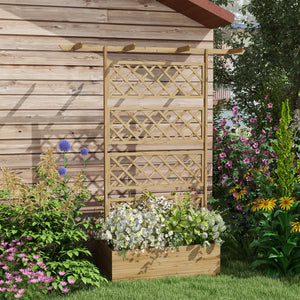 Wood Planter with Trellis, Raised Garden Bed Privacy Screen Planter Box to Grow Vegetables, Herbs and Flowers for Garden, Patio, Deck, Natural
