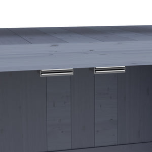 Outsunny Outdoor Wooden Potting Bench Table, Garden Workstation with Storage Cabinet, Aluminum Table Top, Rubber Wheels for Backyard, Patio, Balcony, Gray