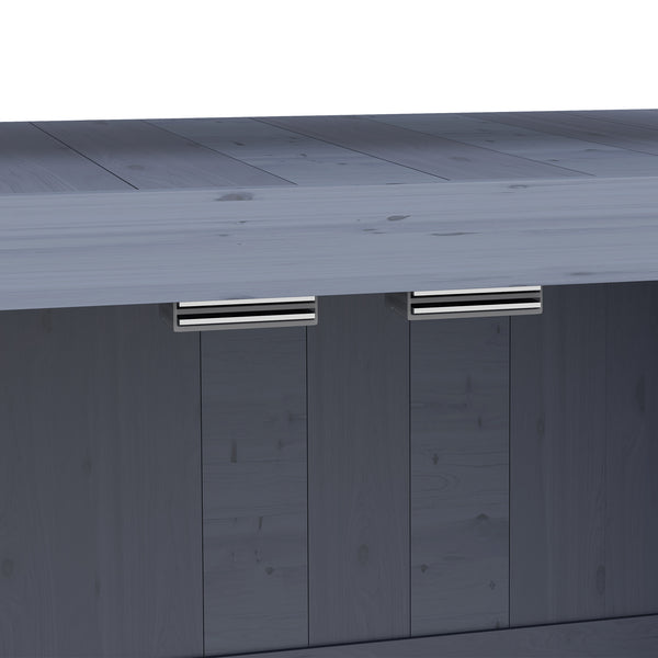 Outdoor Potting Bench, Wooden Potting Table with Storage Cabinet, Aluminum Table Top, Rubber Wheels for Backyard, Patio, Balcony, Grey
