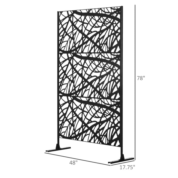 Outsunny Decorative Outdoor Privacy Screen, See-Through Outdoor Divider/Separator with Twisted Branch Motif for Fun Shadows or Climbing Plant Trellis, Fence Panel for Garden Walkway, Backyard, 6.5FT