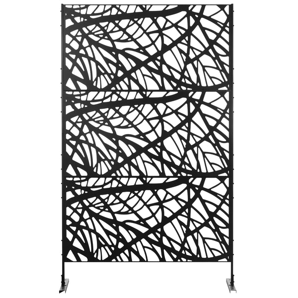 Outsunny Decorative Outdoor Privacy Screen, See-Through Outdoor Divider/Separator with Twisted Branch Motif for Fun Shadows or Climbing Plant Trellis, Fence Panel for Garden Walkway, Backyard, 6.5FT