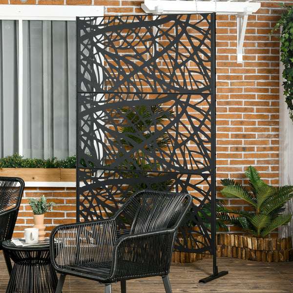 Outsunny Decorative Outdoor Privacy Screen, See-Through Outdoor Divider/Separator with Twisted Branch Motif for Fun Shadows or Climbing Plant Trellis, Fence Panel for Garden Walkway, Backyard, 6.5FT