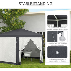 4M Hexagon Gazebo, Netting Party Tent, Patio Canopy Outdoor Event Shelter for Activities, Shade Resistant, Dark Grey