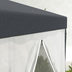 4M Hexagon Gazebo, Netting Party Tent, Patio Canopy Outdoor Event Shelter for Activities, Shade Resistant, Dark Grey