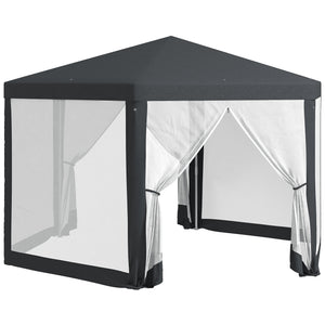 4M Hexagon Gazebo, Netting Party Tent, Patio Canopy Outdoor Event Shelter for Activities, Shade Resistant, Dark Grey