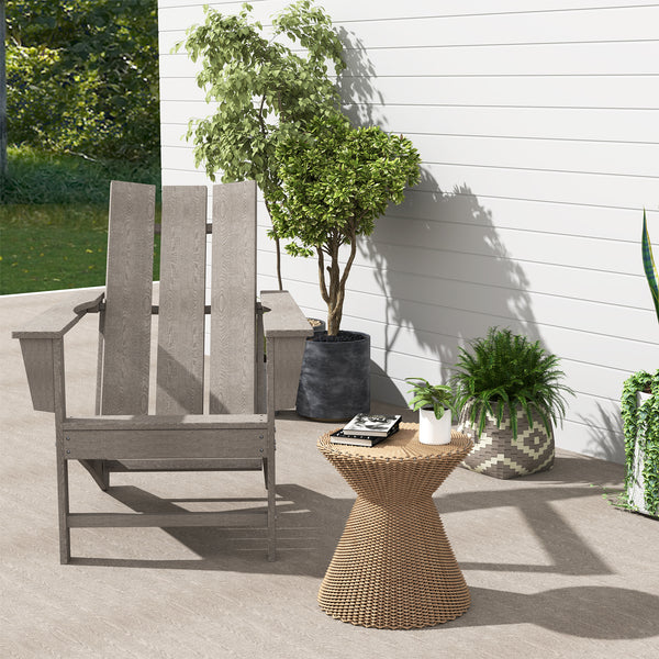 Patio Adirondack Chair, HDPE Plastic Muskoka Chair with High Back and Wide Armrests, Wood-Effect, All-Weather for Fire Pit, Outdoor, Patio, Porch, Dark Grey