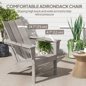 Patio Adirondack Chair, HDPE Plastic Muskoka Chair with High Back and Wide Armrests, Wood-Effect, All-Weather for Fire Pit, Outdoor, Patio, Porch, Dark Grey