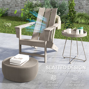 Patio Adirondack Chair, HDPE Plastic Muskoka Chair with High Back and Wide Armrests, Wood-Effect, All-Weather for Fire Pit, Outdoor, Patio, Porch, Dark Grey