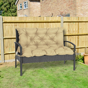 Porch Swing Cushion Garden Bench Cushion with Backrest, Non-Slip 2-Seater Thick Pad, Swing Chair Mat Replacement for Indoor and Outdoor, 39.4" x 38.6", Khaki