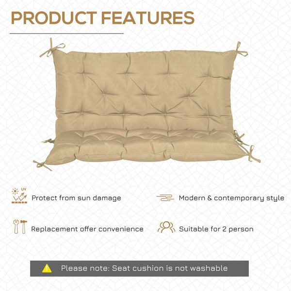 Porch Swing Cushion Garden Bench Cushion with Backrest, Non-Slip 2-Seater Thick Pad, Swing Chair Mat Replacement for Indoor and Outdoor, 39.4" x 38.6", Khaki
