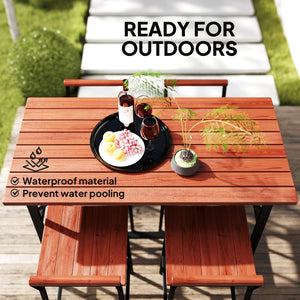 5 Piece Outdoor Bar Table and Chairs Set, Patio Bar Set with 47" Pub Height Tabel and 4 Bar Stools, for Backyard, Balcony, Porch, Pool, Lawn, Brown