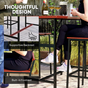 5 Piece Outdoor Bar Table and Chairs Set, Patio Bar Set with 47" Pub Height Tabel and 4 Bar Stools, for Backyard, Balcony, Porch, Pool, Lawn, Brown