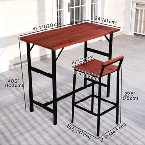 5 Piece Outdoor Bar Table and Chairs Set, Patio Bar Set with 47" Pub Height Tabel and 4 Bar Stools, for Backyard, Balcony, Porch, Pool, Lawn, Brown