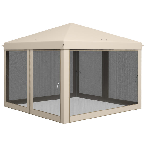 210D Oxford 10' x 10' Pop Up Canopy Tent with Netting, Instant Screen Room House, Tents for Parties, Height Adjustable, with Carry Bag, for Outdoor, Garden, Patio