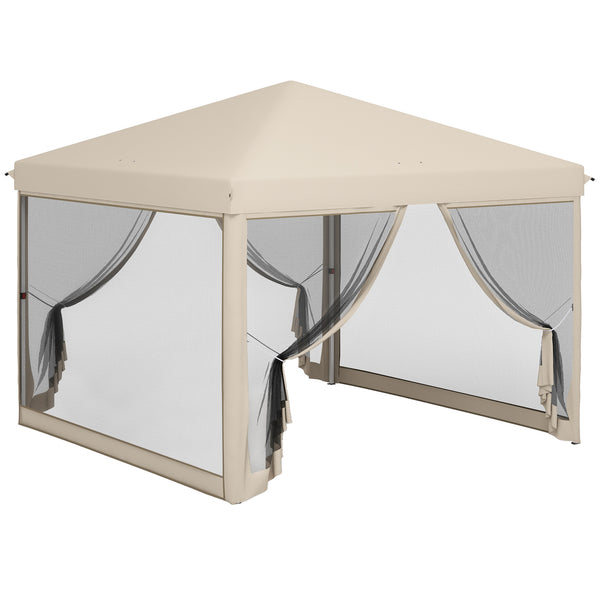 210D Oxford 10' x 10' Pop Up Canopy Tent with Netting, Instant Screen Room House, Tents for Parties, Height Adjustable, with Carry Bag, for Outdoor, Garden, Patio