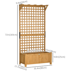 Raised Garden Bed, Wood Planter with Trellis for Vine Climbing, Privacy Screen Planter Box to Grow Vegetables, Herbs, and Flowers for Backyard, Patio, Deck, Yellow