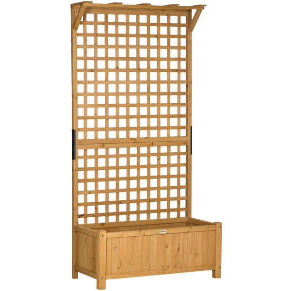 Raised Garden Bed, Wood Planter with Trellis for Vine Climbing, Privacy Screen Planter Box to Grow Vegetables, Herbs, and Flowers for Backyard, Patio, Deck, Yellow