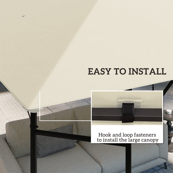 10' x 10' Gazebo Replacement Canopy Cover, Outdoor Gazebo Roof Replacement with Drain Holes, Water Resistant PVC Coating, 370g/㎡, UPF30+, TOP COVER ONLY, Cream White
