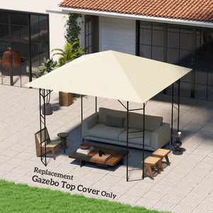 10' x 10' Gazebo Replacement Canopy Cover, Outdoor Gazebo Roof Replacement with Drain Holes, Water Resistant PVC Coating, 370g/㎡, UPF30+, TOP COVER ONLY, Cream White