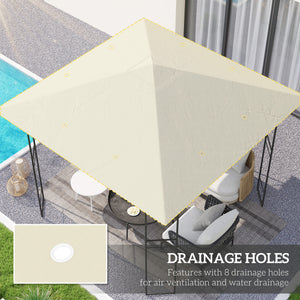 10' x 10' Gazebo Replacement Canopy Cover, Outdoor Gazebo Roof Replacement with Drain Holes, Water Resistant PVC Coating, 370g/㎡, UPF30+, TOP COVER ONLY, Cream White