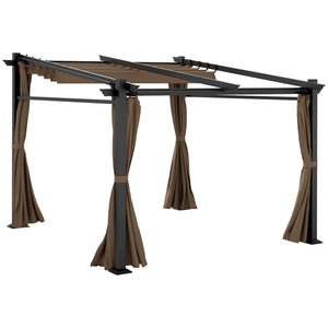 10' x 10' Metal Pergola with Sliding Roof Canopy, Retractable Pergola Canopy for Outdoor, Patio, Coffee