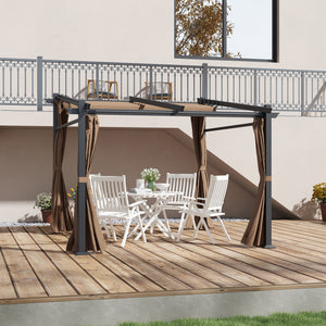 10' x 10' Metal Pergola with Sliding Roof Canopy, Retractable Pergola Canopy for Outdoor, Patio, Coffee