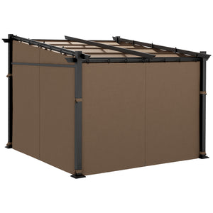 10' x 10' Metal Pergola with Sliding Roof Canopy, Retractable Pergola Canopy for Outdoor, Patio, Coffee