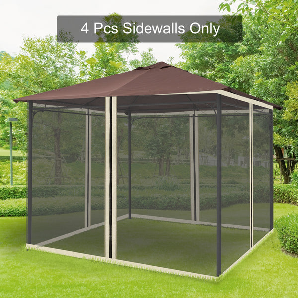 Replacement Mosquito Netting for Gazebo 10' x 10' Black Screen Walls for Canopy with Zippers for Parties and Outdoor Activities, Cream White