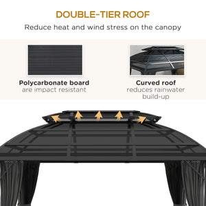 13' x 10' Patio Gazebo, Double Roof Outdoor Gazebo Canopy Shelter with Curtains, Nettings and Aluminium Frame for Garden, Lawn, Backyard and Deck, Black