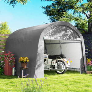 10' x 10' Garden Storage Tent, Heavy Duty Outdoor Shed, Waterproof Portable Shed Storage Shelter with Galvanized Steel Frame for Bike, Motorcycle, Garden Tools, Light Grey