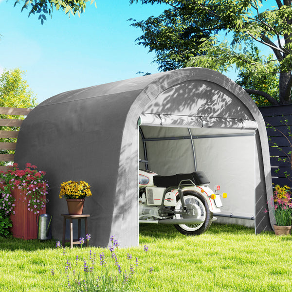 10' x 10' Garden Storage Tent, Heavy Duty Outdoor Shed, Waterproof Portable Shed Storage Shelter with Galvanized Steel Frame for Bike, Motorcycle, Garden Tools, Light Grey
