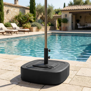 Patio Umbrella Base with Wheels, Umbrella Stand with 110 lbs. Sand or 86 lbs. Water Filled, Outdoor Umbrella Stand Holder for 1.5"/1.9" Poles for Lawn, Poolside, Black