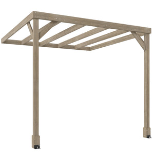 2.4 x 2.4m Lean-To Wooden Pergola Kit, Decorative Garden Gazebo with Stable Structure and Concrete Anchors, Grape Trellis for Climbing Vines, Flowers, Garden Patio, Light Brown