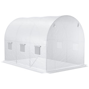 3 x 2 x 2m Greenhouse Replacement Cover ONLY Winter Garden Plant PE Cover for Tunnel Walk-in Greenhouse with Roll-up Windows Door Outdoor, White