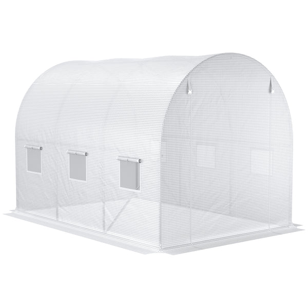 3 x 2 x 2m Greenhouse Replacement Cover ONLY Winter Garden Plant PE Cover for Tunnel Walk-in Greenhouse with Roll-up Windows Door Outdoor, White