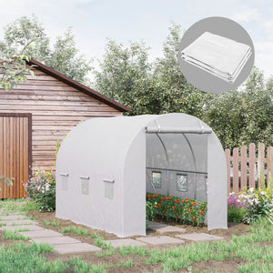 3 x 2 x 2m Greenhouse Replacement Cover ONLY Winter Garden Plant PE Cover for Tunnel Walk-in Greenhouse with Roll-up Windows Door Outdoor, White